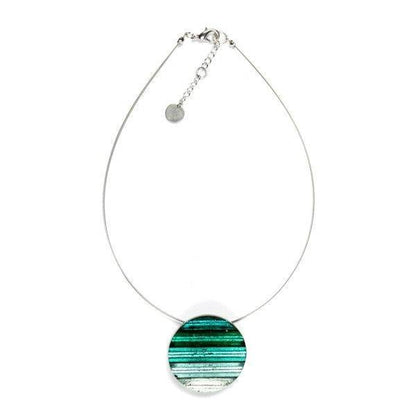 Teal Round Resin Stripes Pendant | The Jewellery Stop