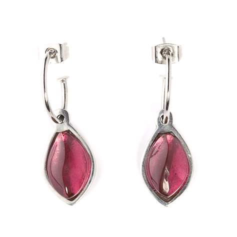 Pink Flower Cabouchon Creole Earrings | The Jewellery Stop