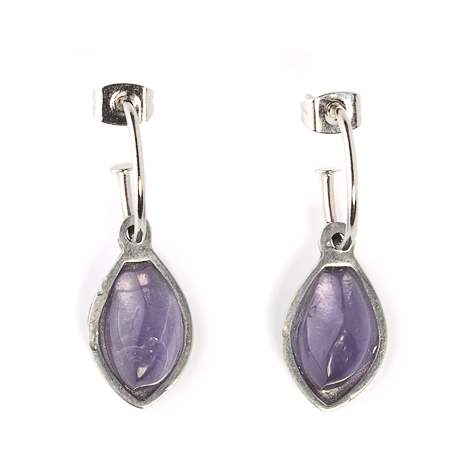 Purple Flower Cabouchon Creole Earrings | The Jewellery Stop