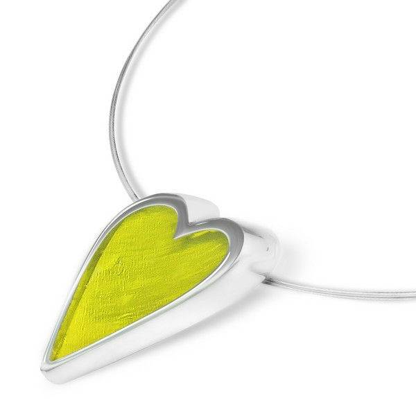 Lemon Sliced Pewter Heart Pendant