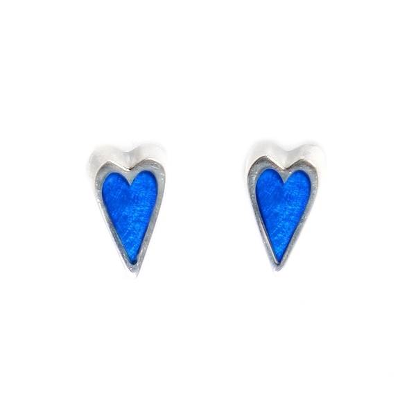 Azure Sliced Pewter Heart Stud Earrings | The Jewellery Stop
