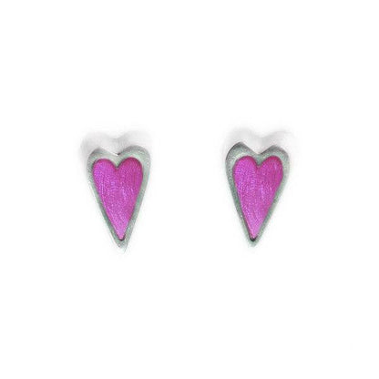 Purple Sliced Pewter Heart Stud Earrings | The Jewellery Stop