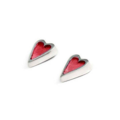Rose Sliced Pewter Heart Stud Earrings | The Jewellery Stop