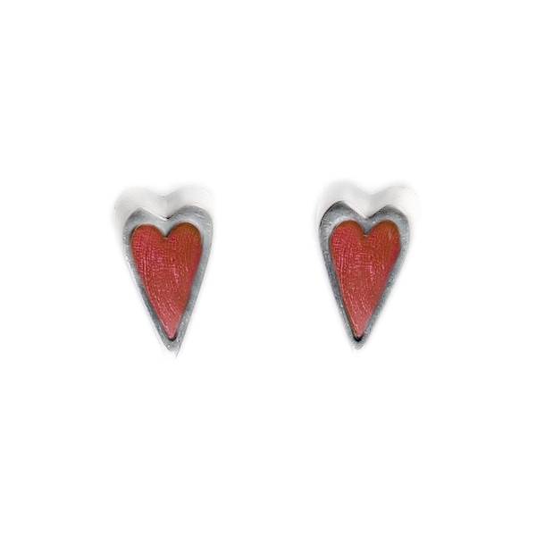 Rust Sliced Pewter Heart Stud Earrings | The Jewellery Stop