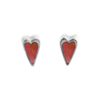 Rust Sliced Pewter Heart Stud Earrings | The Jewellery Stop