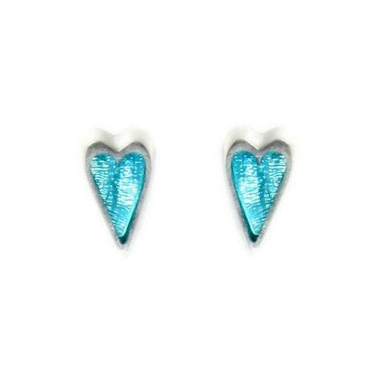 Teal Sliced Pewter Heart Stud Earrings | The Jewellery Stop