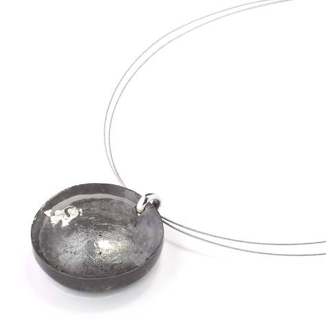 Black Domed Resin Circle Pendant | The Jewellery Stop