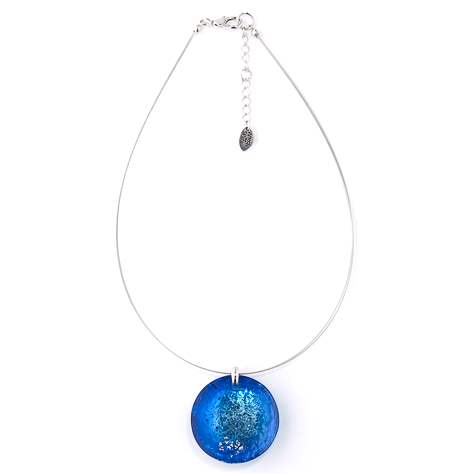 Electric Blue Domed Resin Circle Pendant