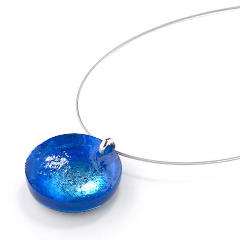 Electric Blue Domed Resin Circle Pendant