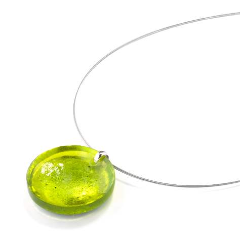 Lime Domed Resin Circle Pendant