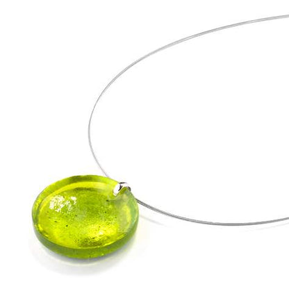 Lime Domed Resin Circle Pendant
