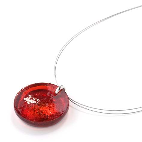 Red Domed Resin Circle Pendant