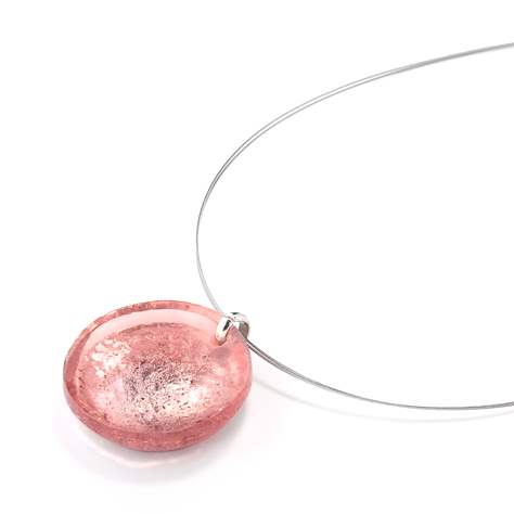 Rose Domed Resin Circle Pendant | The Jewellery Stop