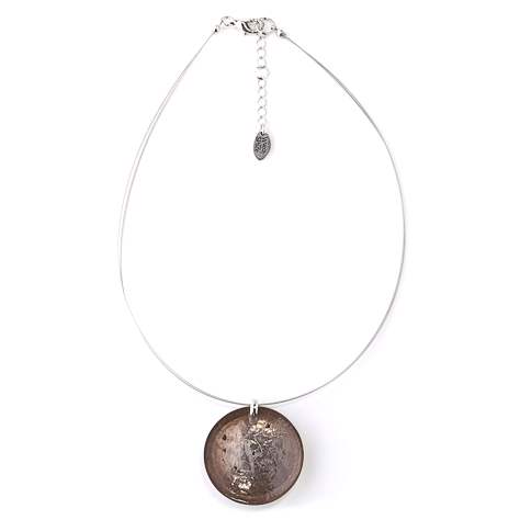 Taupe Domed Resin Circle Pendant