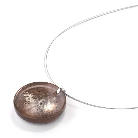 Taupe Domed Resin Circle Pendant
