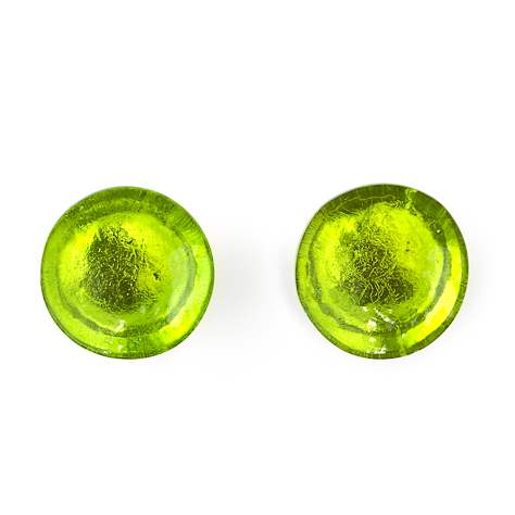 Lime Domed Resin Circle Stud Earrings