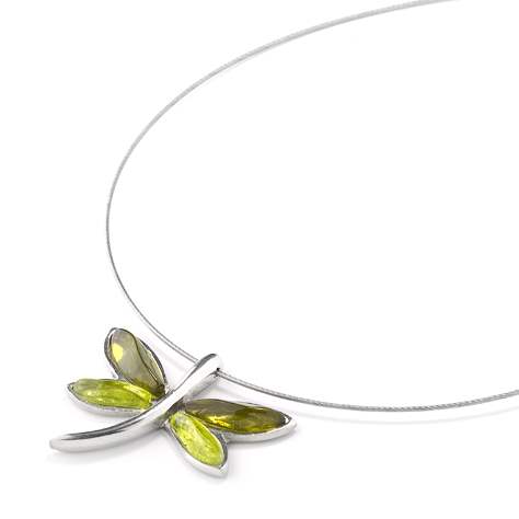 Lime Dragonfly Pewter Pendant