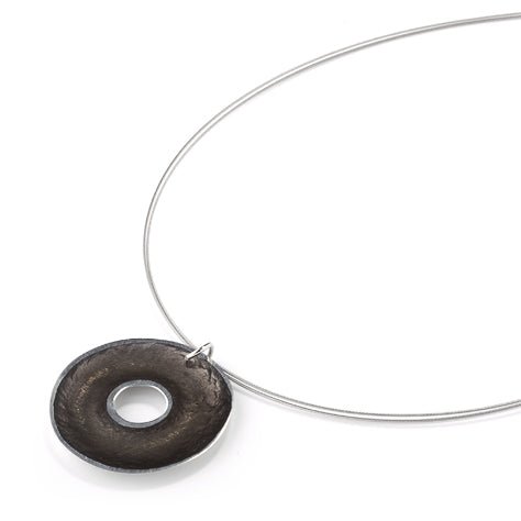 Black Pewter Doughnut Pendant | The Jewellery Stop