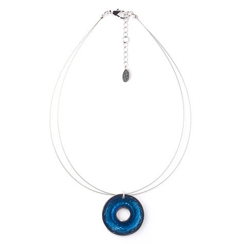 Electric Blue Pewter Doughnut Pendant | The Jewellery Stop