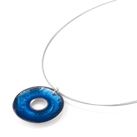 Electric Blue Pewter Doughnut Pendant | The Jewellery Stop
