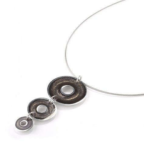 Black Pewter Doughnut 3 Piece Pendant | The Jewellery Stop