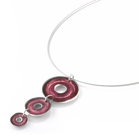 Pink Pewter Doughnut 3 Piece Pendant | The Jewellery Stop