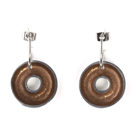 Brown Pewter Doughnut Creole Earrings | The Jewellery Stop