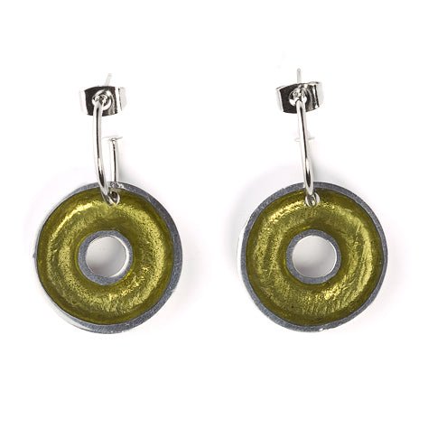 Green Pewter Doughnut Creole Earrings | The Jewellery Stop