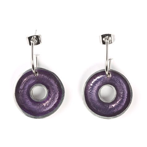Purple Pewter Doughnut Creole Earrings | The Jewellery Stop