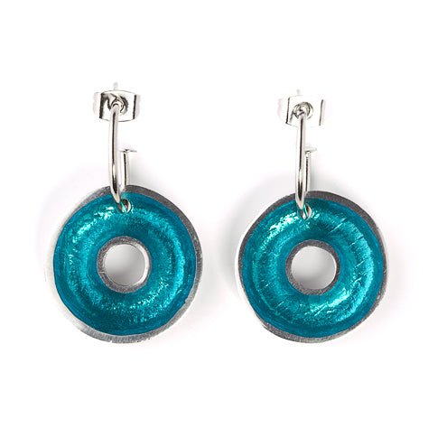 Turquoise Pewter Doughnut Creole Earrings | The Jewellery Stop