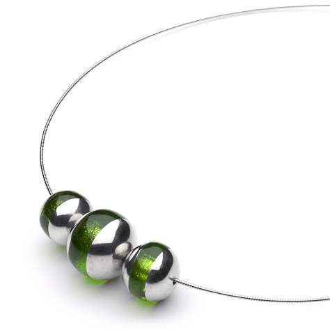 Lime Pewter Balls Necklace