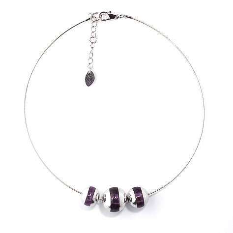 Purple Pewter Balls Necklace