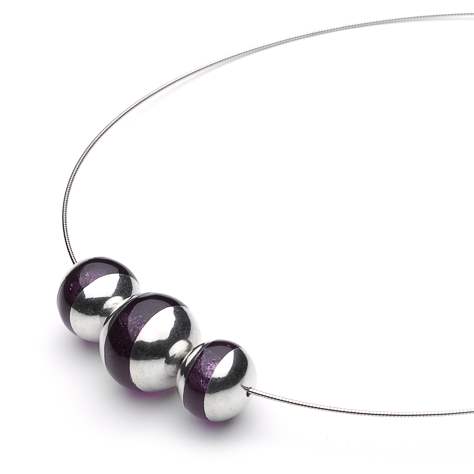 Purple Pewter Balls Necklace
