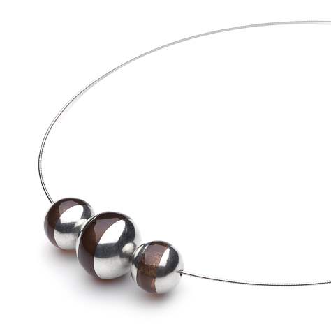 Taupe Pewter Balls Necklace