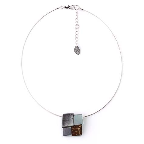 Black Mosaic Square Pendant | The Jewellery Stop