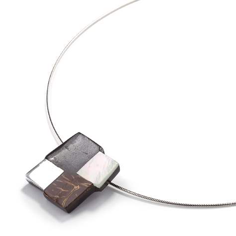 Black Mosaic Square Pendant | The Jewellery Stop