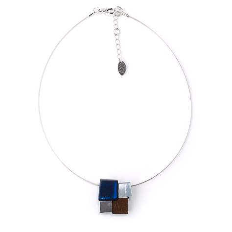 Blue Mosaic Square Pendant | The Jewellery Stop