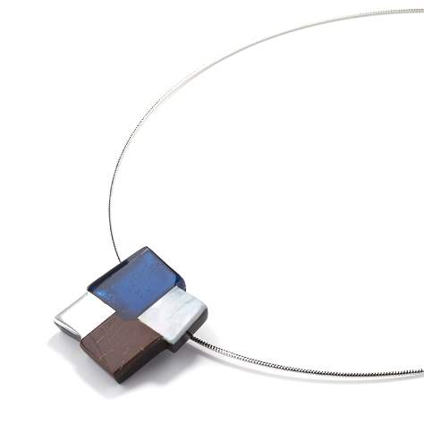 Blue Mosaic Square Pendant | The Jewellery Stop