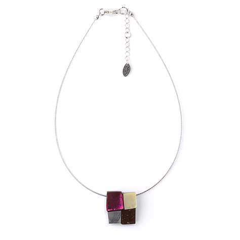 Fuchsia Mosaic Square Pendant | The Jewellery Stop