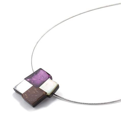 Purple Mosaic Square Pendant