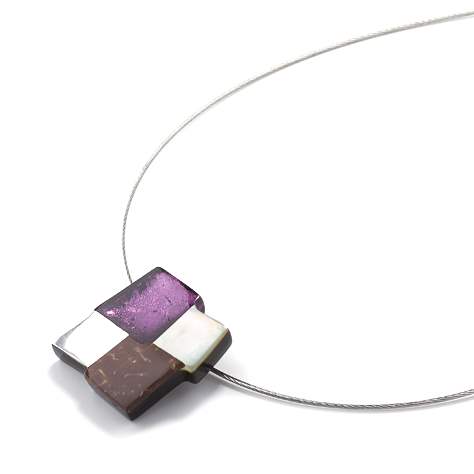 Purple Mosaic Square Pendant | The Jewellery Stop
