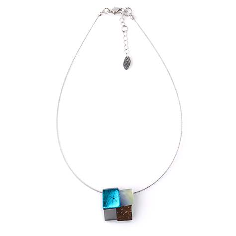 Turquoise Mosaic Square Pendant | The Jewellery Stop