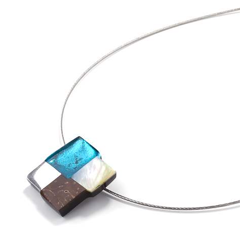Turquoise Mosaic Square Pendant | The Jewellery Stop