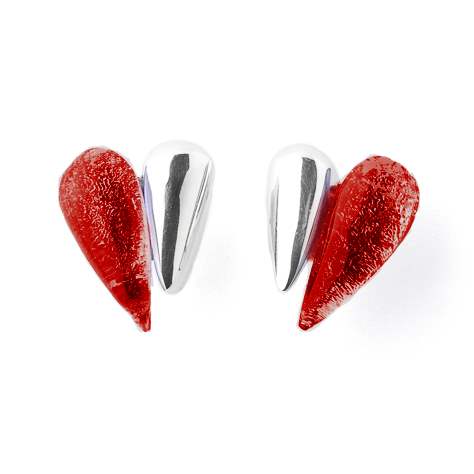 Red United Heart Stud Earrings | The Jewellery Stop