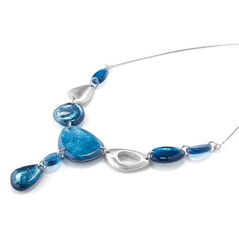 Blue Eclectic Pebble Classic Necklace