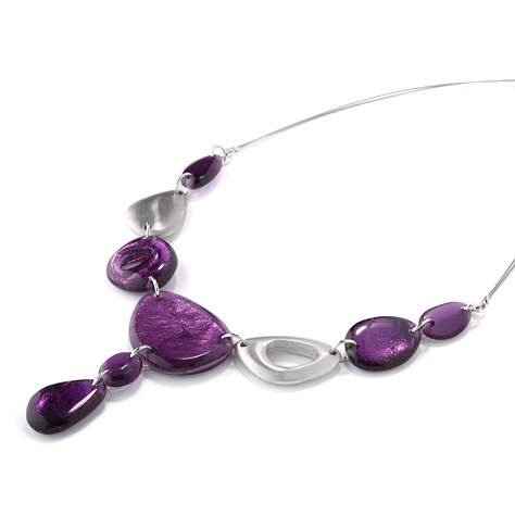 Purple Eclectic Pebble Classic Necklace