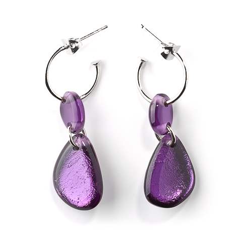 Purple Eclectic Pebble Classic Creole Earrings | The Jewellery Stop