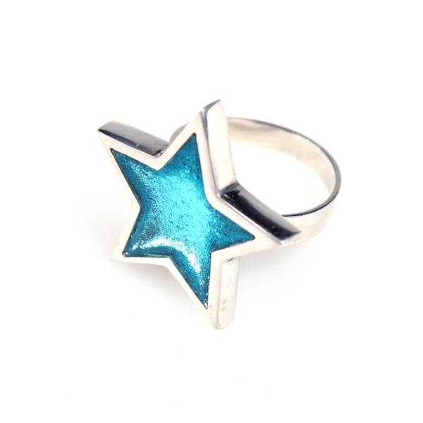 Aqua Pewter Star Ring