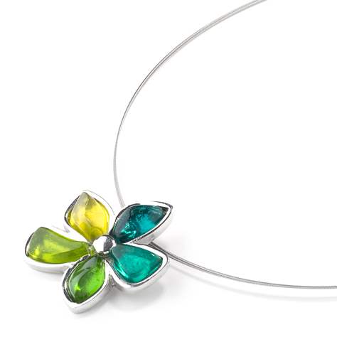 Lime Flower Cabouchon Small Pendant