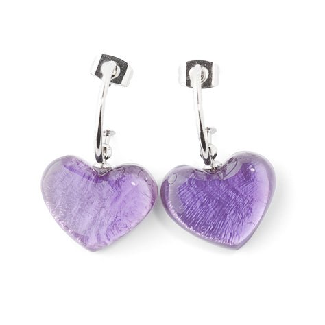 Purple Shell Heart Creole Earrings | The Jewellery Stop